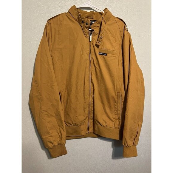 Members Only Other - Members Only Full Zip Mustard Yellow Racer Jacket Mens L Iconic Bomber Vintage
